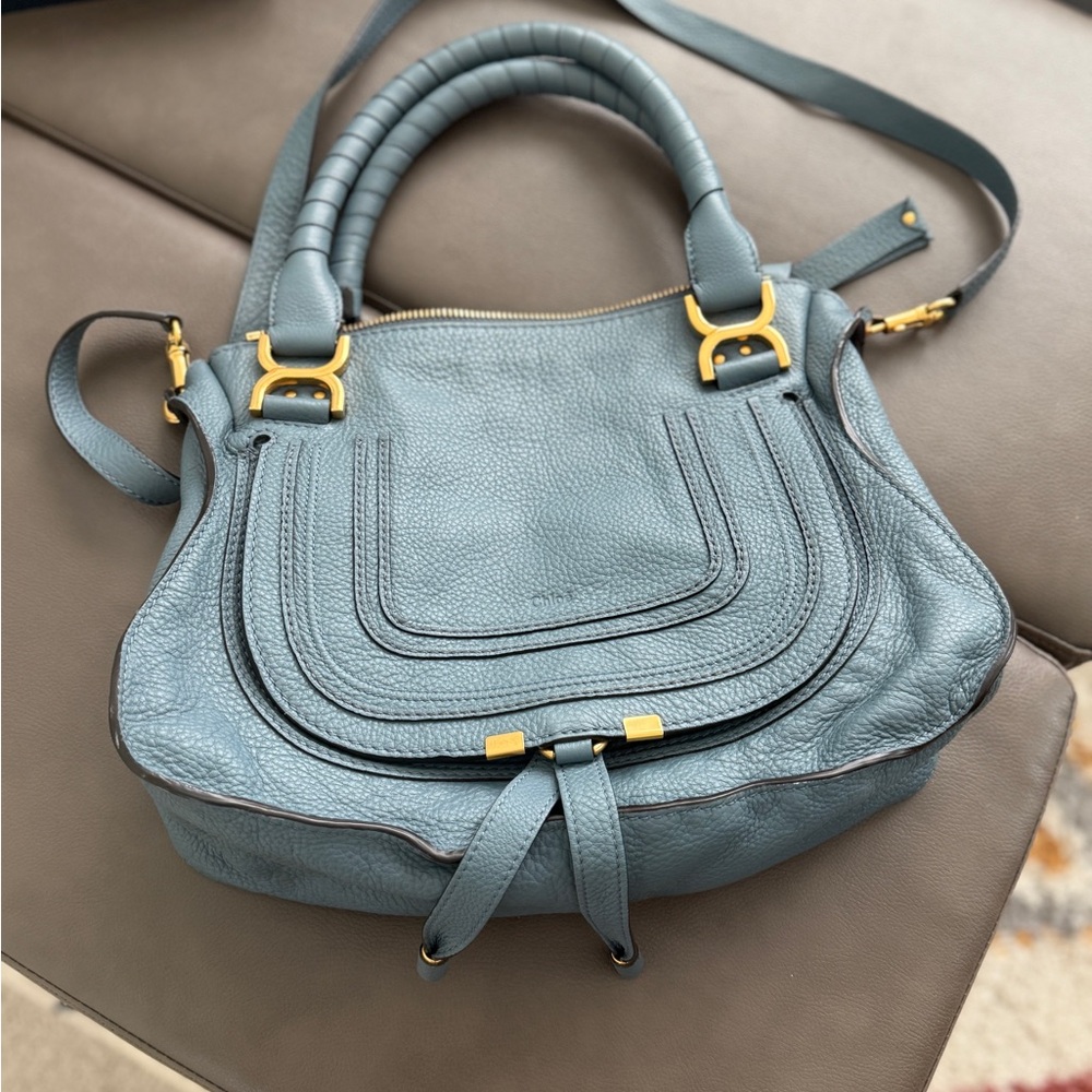 Chic Blue Leather Handbag
